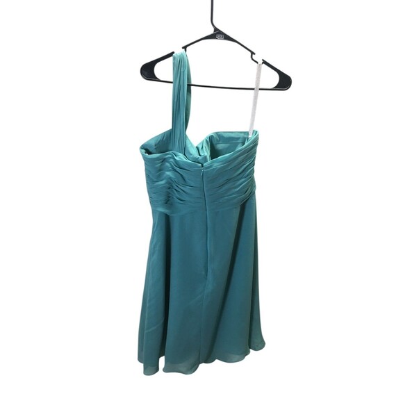 Bill Levkoff Mini Dress Women's Size 12 Glacier Blue One Shoulder - Picture 2 of 5